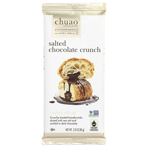 Chuao Chocolatier, Dark Chocolate Bar, Riegel mit dunkler Schokolade, gesalzener Schokoladen-Crunch, 80 g (2,8 oz.)