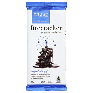 Chuao Chocolatier, Baton de ciocolată neagră, bomboane Firecracker™, 80 g