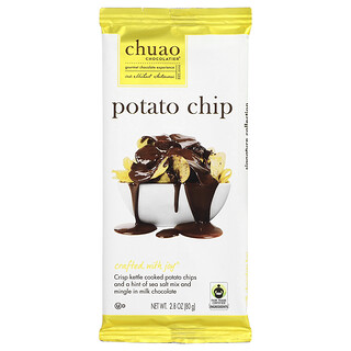 Chuao Chocolatier, Baton de ciocolată cu lapte, chipsuri de cartofi, 80 g
