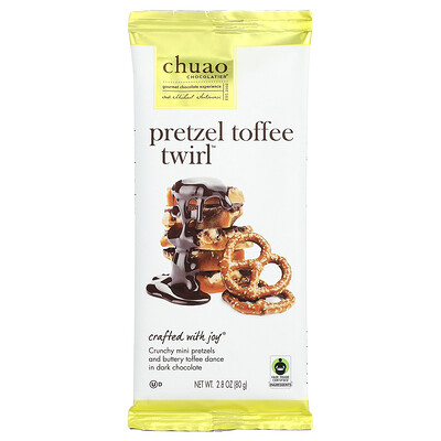 Product Image for Chuao Chocolatier, Dark Chocolate Bar, Pretzel Toffee Twirl , 2.8 oz (80 g)