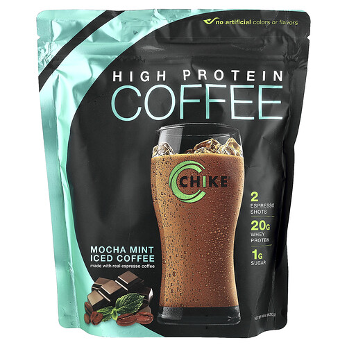 Chike Nutrition, High Protein Iced Coffee, Protein-Eiskaffee, Mokka-Minze, 420 g (14,8 oz.)