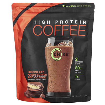 Chike Nutrition, Café helado con alto contenido de proteínas, Mantequilla de maní con chocolate`` 462 g (16,3 oz)