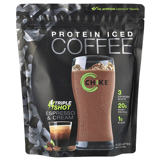 Chike Nutrition (치키 뉴트리션), 단백질 아이스 커피, 트리플 샷, 에스프레소 및 크림, 448g(15.8oz)