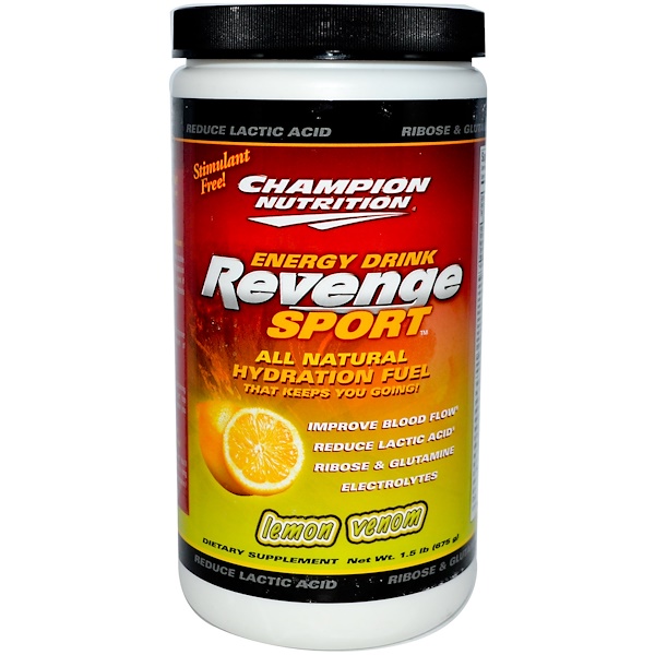 Champion Nutrition, Revenge Sport, Энергетический напиток, лимон 1.5 фунтов (675 g) (Discontinued Item) 