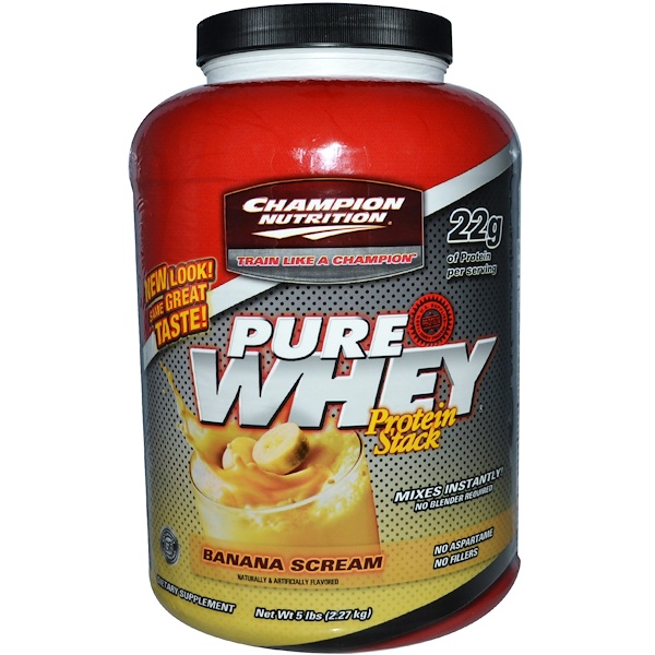 Champion Nutrition, Pure Whey Protein Stack, Banana Scream, 5 lbs (2.27 kg) (Discontinued Item) 