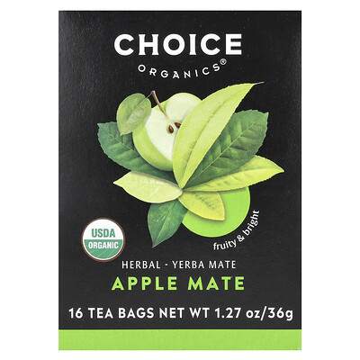 Product Image for Choice Organics, Herbal Yerba Mate, Apple Mate, 16 Tea Bags, 1.27 oz (36 g)