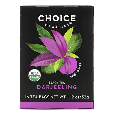 Choice Organic Teas Черный чай, Дарджилинг, 16 чайных пакетиков, 32 г (1,12 унции)