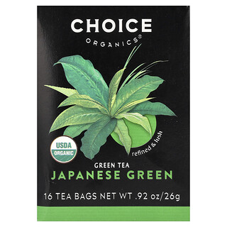 Choice Organics, Green Tea, Japanese Green, 16 Tea Bags, 0.92 oz (26 g)