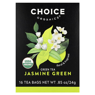 Choice Organics, 绿茶，茉莉花绿茶，16 茶包，0.85 盎司（24 克）
