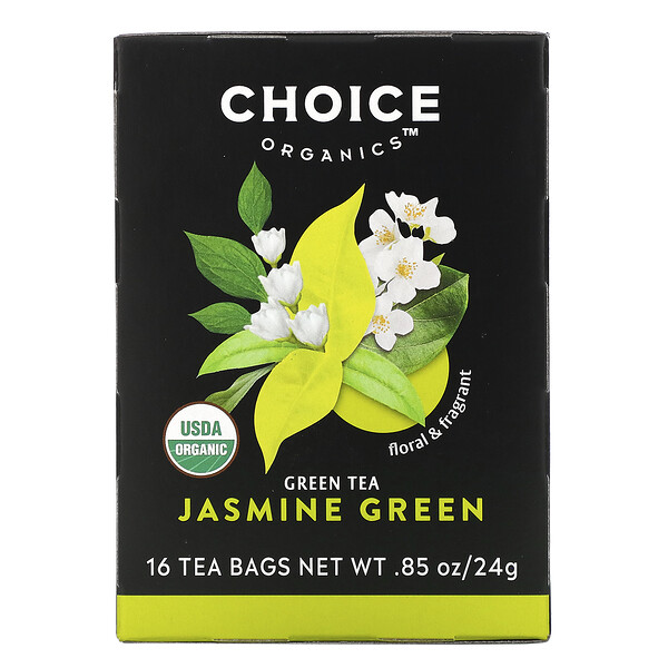 Choice Organic Teas‏, Green Tea, Organic Jasmine Green, 16 Tea Bags, .85 oz (24 g)