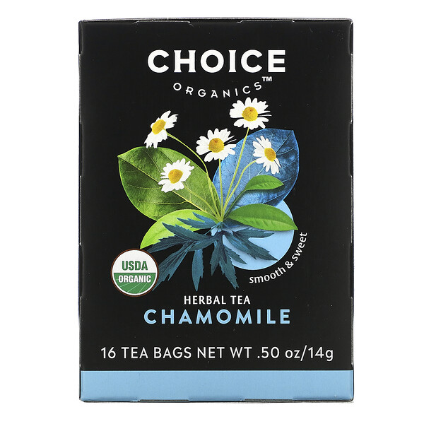 Choice Organic Teas‏, Herbal Tea, Organic Chamomile, Caffeine-Free, 16 Tea Bags, .50 oz (14 g)