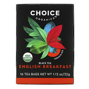 Отзывы о Чойс Органик Тис, Black Tea, English Breakfast, 16 Tea Bags, 1.12 oz (32 g)