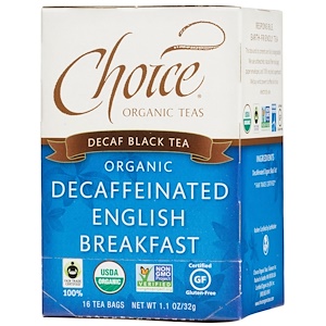 Купить Choice Organic Teas, Органический декофеиновый чай «Английский завтрак», 16 чайных пакетиков, 1,1 унция (32 г)  на IHerb