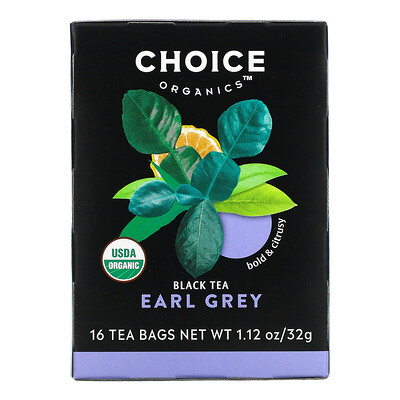 Купить Choice Organic Teas Black Tea, Organic Earl Grey, 16 Tea Bags, 1.12 oz (32 g)