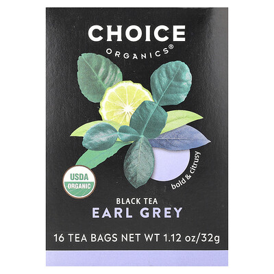 Choice Organics, Té negro, Earl Grey, 16 bolsitas de té, 32 g (1,12 oz)