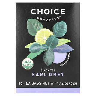 Choice Organics, Té negro, Earl Grey, 16 bolsitas de té, 32 g (1,12 oz)