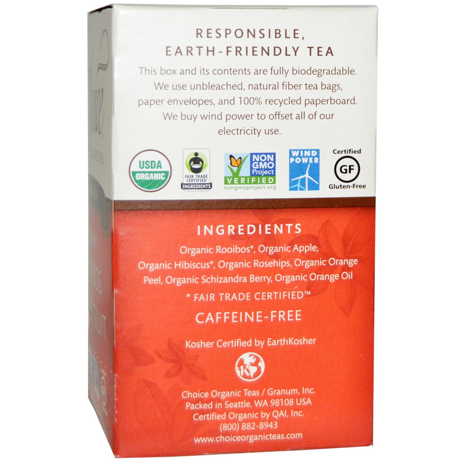 Choice Organic Teas, Herbal Tea, Organic Rooibos Superfruit, Caffeine