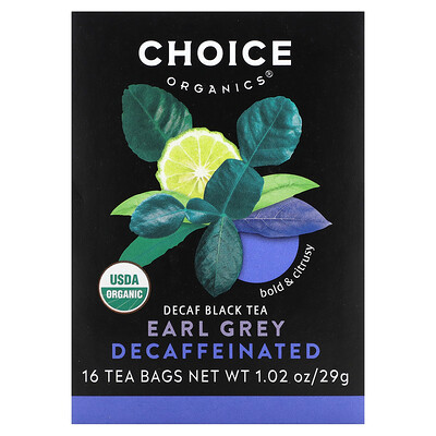 Choice Organic Teas Черный чай без кофеина, эрл Грей без кофеина, 16 чайных пакетиков, 32 г (1,12 унции)