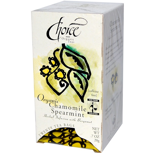 Choice Organic Teas, Органический, Ромашковый Чай с Мятой, Без Кофеина 20 чайных пакетиков, 0.7 унции (20 г) (Discontinued Item) 