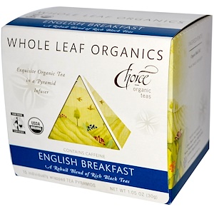 Отзывы о Чойс Органик Тис, Whole Leaf Organics, English Breakfast, 15 Tea Pyramids, 1.05 oz (30 g)