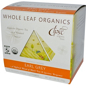 Отзывы о Чойс Органик Тис, Whole Leaf Organics, Earl Grey, Caffeinated, 15 Tea Pyramids, 1.05 oz (30 g)