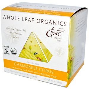 Отзывы о Чойс Органик Тис, Whole Leaf Organics, Chamomile Citrus, Caffeine-Free, 15 Tea Pyramids, .95 oz (27 g)