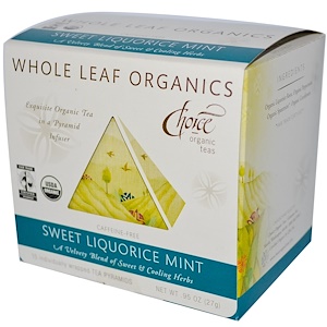 Отзывы о Чойс Органик Тис, Whole Leaf Organics, Sweet Liquorice Mint, Caffeine-Free, 15 Tea Pyramids, .95 oz (27 g)