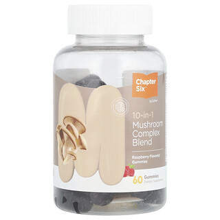 Chapter Six, 10-in-1 Mushroom Complex Blend Gummies, Pilzkomplex-Mischung-Fruchtgummis, Himbeere, 60 Fruchtgummis