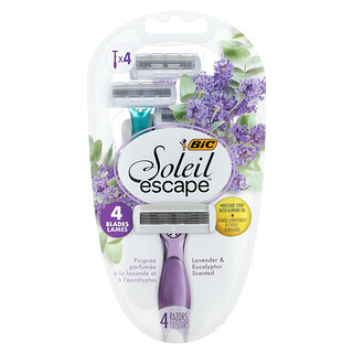 BIC, Soleil Escape, Pisau Cukur Sekali Pakai untuk Wanita, Lavender & Eukaliptus, 4 Pisau Cukur