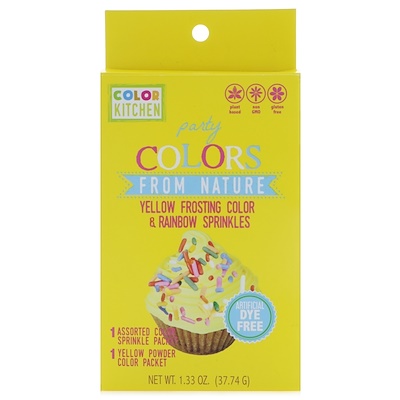 

Party, Colors From Nature, Yellow Frosting Color & Rainbow Sprinkles, 1.33 oz (37.74 g)