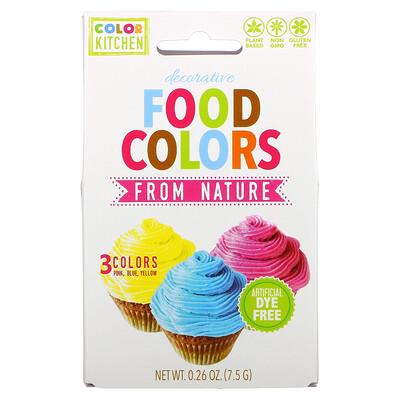 Купить ColorKitchen декоративные, натуральные пищевые красители, 3 пакетика с разными цветами, 2, 5 г (0, 088 унции) каждый