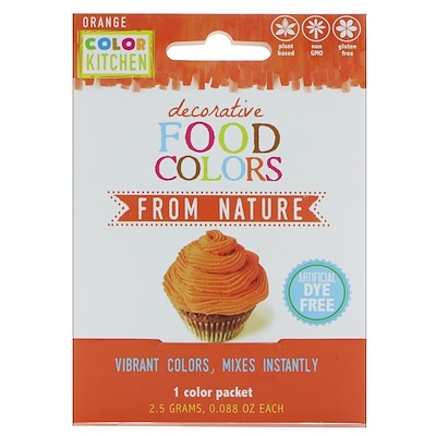ColorKitchen 裝飾用,天然食品色素,橙色,1包,0.088盎司(2.5克)