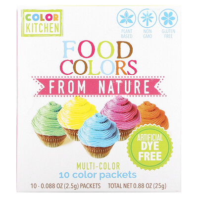 Купить ColorKitchen Пищевые красители от природы, многоцветные, 10 пакетиков по 2, 5 г (0, 088 унции)