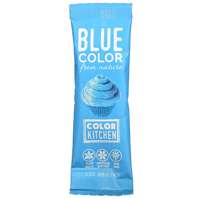 ColorKitchen декоративные, натуральные пищевые красители, голубой, 1 пакетик, 2,5 г (0,088 унции)