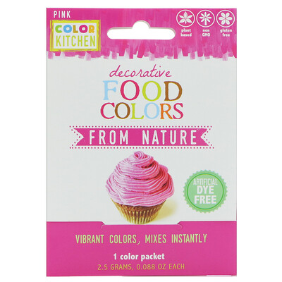 ColorKitchen Декоративные пищевые красители от самой Природы, Розовый, 1 пакет с красителем, 0,088 унц. (2,5 г)
