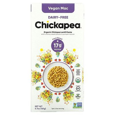 Chickapea Vegan Mac, без молочных продуктов, 161 г (5,7 унции)
