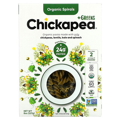 Купить Chickapea Органические спирали + зелень, 227 г (8 унций)