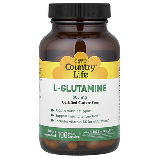 Country Life, L-glutamina, 100 cápsulas veganas