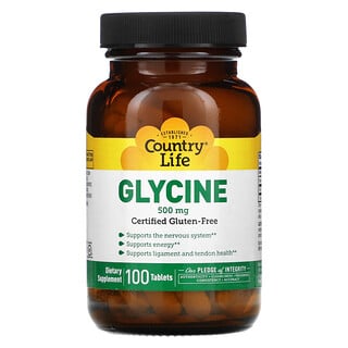 Country Life, Glicina, 500 mg, 100 tabletas