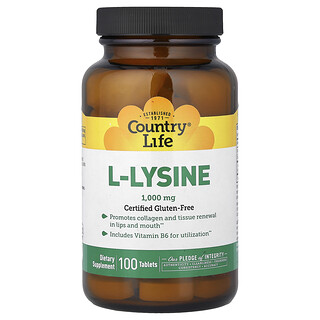 Country Life, L-lysine, 100 tabletten