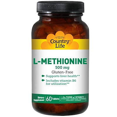 

Country Life L-метионин, 500 мг, 60 таблеток