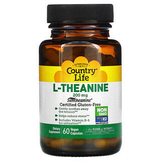 Country Life, L-Teanina, 200 mg, 60 cápsulas vegetales