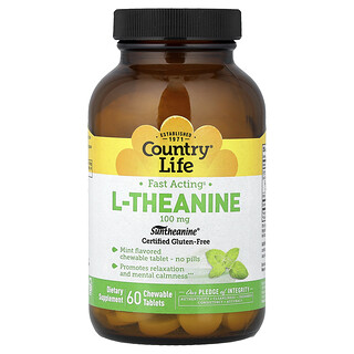 Country Life, L-Θεανίνη, 100 mg, 60 μασώμενα δισκία