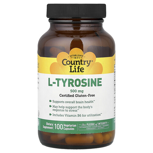 Country Life, L-Tyrosin, 100 vegetarische Kapseln