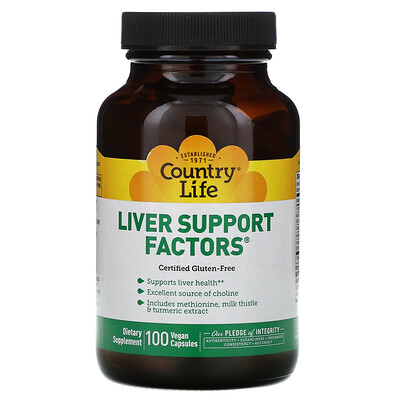 Country Life Liver Support Factors, 100 веганских капсул