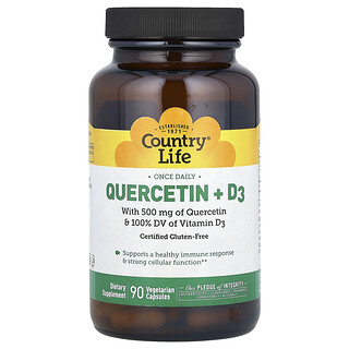 Country Life, Quercetina y vitamina D3, 90 cápsulas vegetales