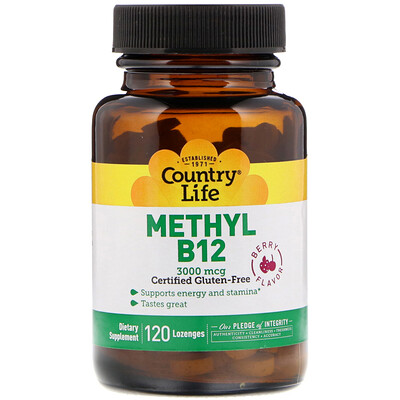 Country Life Methyl B12, Berry, 3,000 mcg, 120 Lozenges