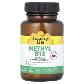 Country Life, Metil B12, Beri, 3,000 mcg, 120 Lozenges