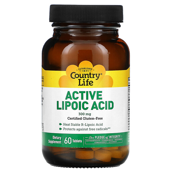 Country Life‏, Active Lipoic Acid, Time Release, 300 mg, 60 Tablets