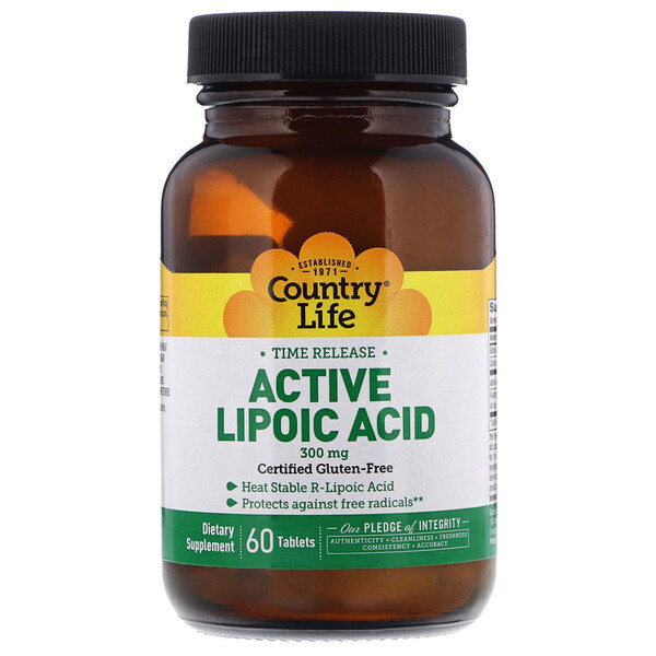 Country Life‏, Active Lipoic Acid, Time Release, 300 mg, 60 Tablets